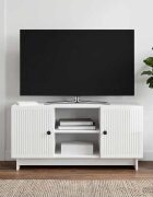 vidaXL ТВ шкаф 102 x 345 x 50 см Бял гланц Инженерна дървесина