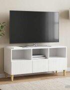vidaXL ТВ шкаф 102 x 345 x 50 см Бял гланц Инженерна дървесина