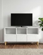 vidaXL ТВ шкаф 102 x 345 x 50 см Бял гланц Инженерна дървесина