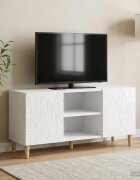 vidaXL ТВ шкаф 102 x 345 x 50 см Бял гланц Инженерна дървесина