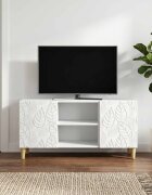 vidaXL ТВ шкаф 102 x 345 x 50 см Бяло Инженерна дървесина