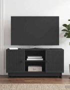 vidaXL ТВ шкаф 102 x 345 x 50 см Черно Инженерна дървесина