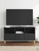 vidaXL ТВ шкаф 102 x 345 x 50 см Черно Инженерна дървесина