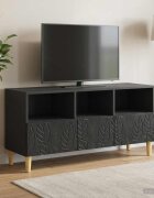 vidaXL ТВ шкаф 102 x 345 x 50 см Черно Инженерна дървесина