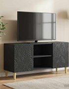 vidaXL ТВ шкаф 102 x 345 x 50 см Черно Инженерна дървесина