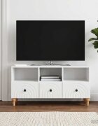 vidaXL ТВ шкаф 102 x 345 x 50 см Висок Гланцов Бял