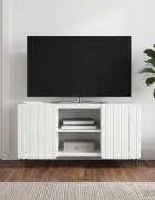vidaXL ТВ шкаф 102 x 345 x 52 см Бял гланц Инженерна дървесина