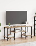 vidaXL ТВ шкаф 102 x 35 x 455 см Дъб Инженерна дървесина и желязо