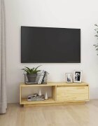 vidaXL ТВ шкаф 110x30x335 см борово дърво масив
