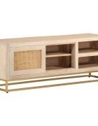 vidaXL ТВ шкаф 110x30x40 см масивно мангово дърво и желязо
