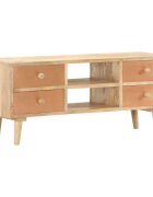 vidaXL ТВ шкаф 110x30x45 см мангово дърво масив