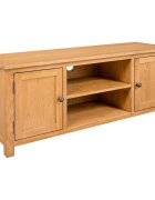 vidaXL ТВ шкаф 110x35x44 см дъбов масив