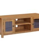 vidaXL ТВ шкаф 110x35x44 см дъбов масив