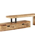 vidaXL ТВ шкаф (118-200) x 30 x 40 см масивно дърво цвят манго