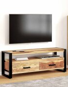 vidaXL ТВ шкаф 120x35x45 см масивно дърво с меден финиш