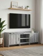 vidaXL ТВ шкаф 130 x 33 x 47 см Сив Сонома Инженерна дървесина