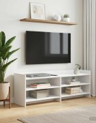 vidaXL ТВ шкаф 135 x 33 x 47 см Бяло Инженерна дървесина