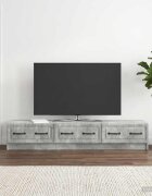 vidaXL ТВ шкаф 147 x 345 x 27 см Бетонно сиво Инженерна дървесина