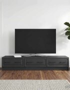 vidaXL ТВ шкаф 147 x 345 x 27 см Черно Инженерна дървесина