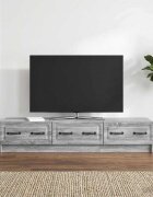 vidaXL ТВ шкаф 147 x 345 x 27 см Сива сонома Инженерна дървесина