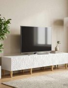 vidaXL ТВ шкаф 147 x 345 x 30 см Бяло Инженерна дървесина