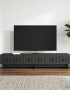 vidaXL ТВ шкаф 147 x 345 x 30 см Черно Инженерна дървесина