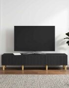 vidaXL ТВ шкаф 147 x 345 x 30 см Черно Инженерна дървесина