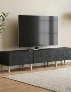vidaXL ТВ шкаф 147 x 345 x 30 см Черно Инженерна дървесина