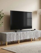 vidaXL ТВ шкаф 147 x 345 x 30 см Сив Сонома Инженерна дървесина
