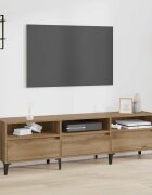 vidaXL ТВ шкаф 150 x 30 x 45 см Дъб Инженерна дървесина и желязо
