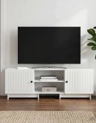 vidaXL ТВ шкаф 150 x 31 x 50 см Бял гланц Инженерен дървен материал