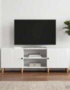 vidaXL ТВ шкаф 150 x 31 x 50 см Бял гланц Инженерна дървесина