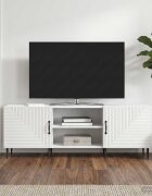vidaXL ТВ шкаф 150 x 31 x 50 см Бял гланц Инженерна дървесина