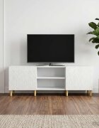 vidaXL ТВ шкаф 150 x 31 x 50 см Бял гланц Инженерна дървесина