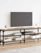 vidaXL ТВ шкаф 160 x 30 x 50 см Дъб Инженерна дървесина и желязо