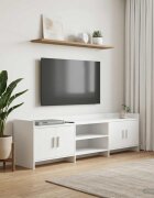 vidaXL ТВ шкаф 168 x 33 x 47 см Бяло Инженерна дървесина