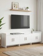 vidaXL ТВ шкаф 168 x 33 x 47 см Бяло Инженерна дървесина
