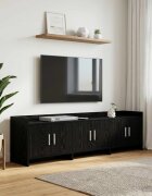 vidaXL ТВ шкаф 168 x 33 x 47 см Черен дъб Инженерна дървесина