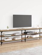 vidaXL ТВ шкаф 200 x 30 x 50 cm Дъб Инженерна дървесина и желязо