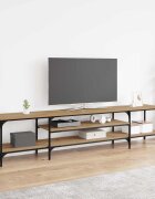 vidaXL ТВ шкаф 201 x 35 x 45 см Дъб Инженерна дървесина и желязо
