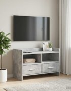 vidaXL ТВ шкаф 715 x 33 x 47 см Бетонно сиво Инженерна дървесина