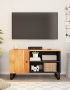 vidaXL ТВ шкаф 80x33x46 см масивно акациево и инженерно дърво