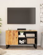 vidaXL ТВ шкаф 80x33x46 см масивно мангово и инженерно дърво