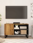 vidaXL ТВ шкаф 80x33x46 см масивно мангово и инженерно дърво