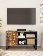vidaXL ТВ шкаф 80x33x46 см масивно регенерирано и инженерно дърво