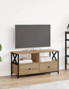 vidaXL ТВ шкаф 90 x 33 x 45 см Дъб Инженерна дървесина и стомана