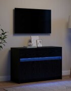 vidaXL ТВ шкаф 91 x 34 x 61 см Черен дъб Инженерна дървесина