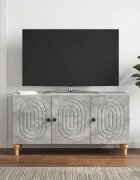 vidaXL ТВ шкаф 99 x 345 x 50 см Бетонно сиво Инженерна дървесина
