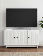 vidaXL ТВ шкаф 99 x 345 x 50 см Бял гланц Инженерна дървесина