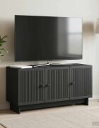 vidaXL ТВ шкаф 99 x 345 x 50 см Черно Инженерна дървесина